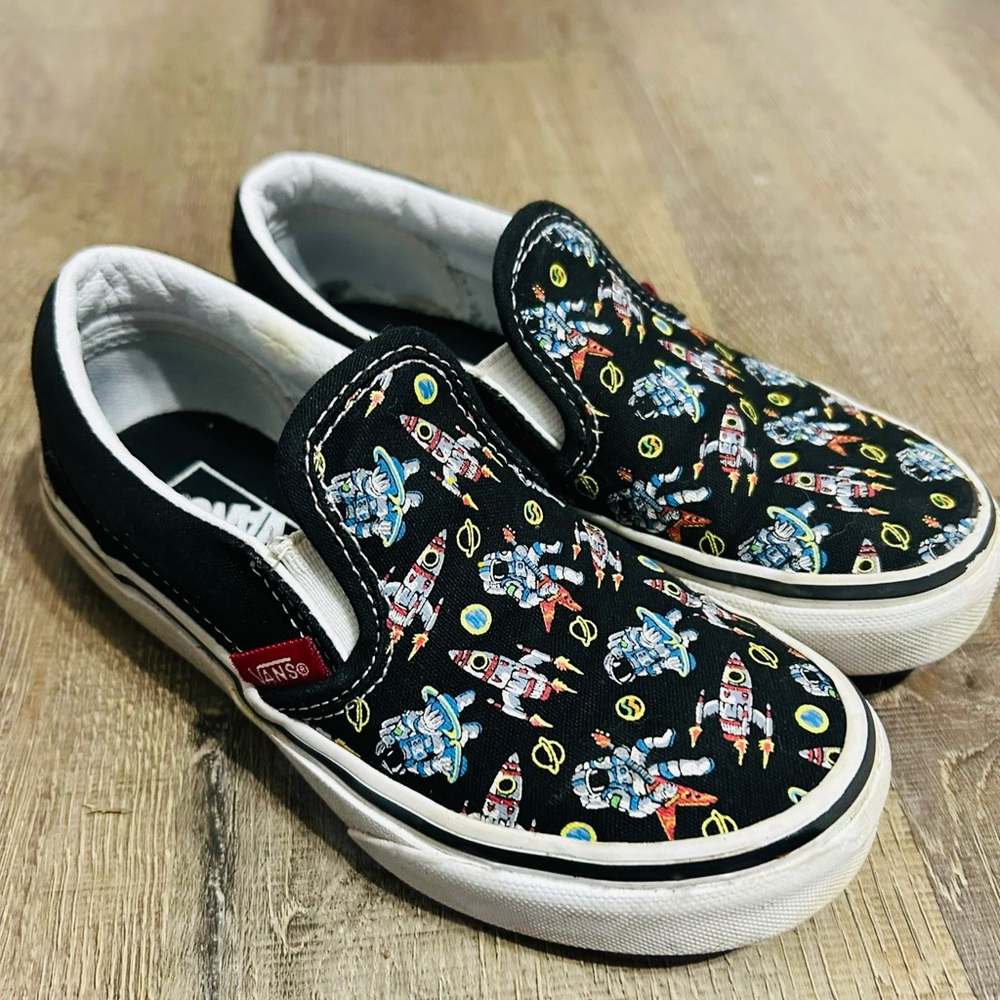 Kids Vans Slip-Ons with Colorful Rocket Design size 12.5